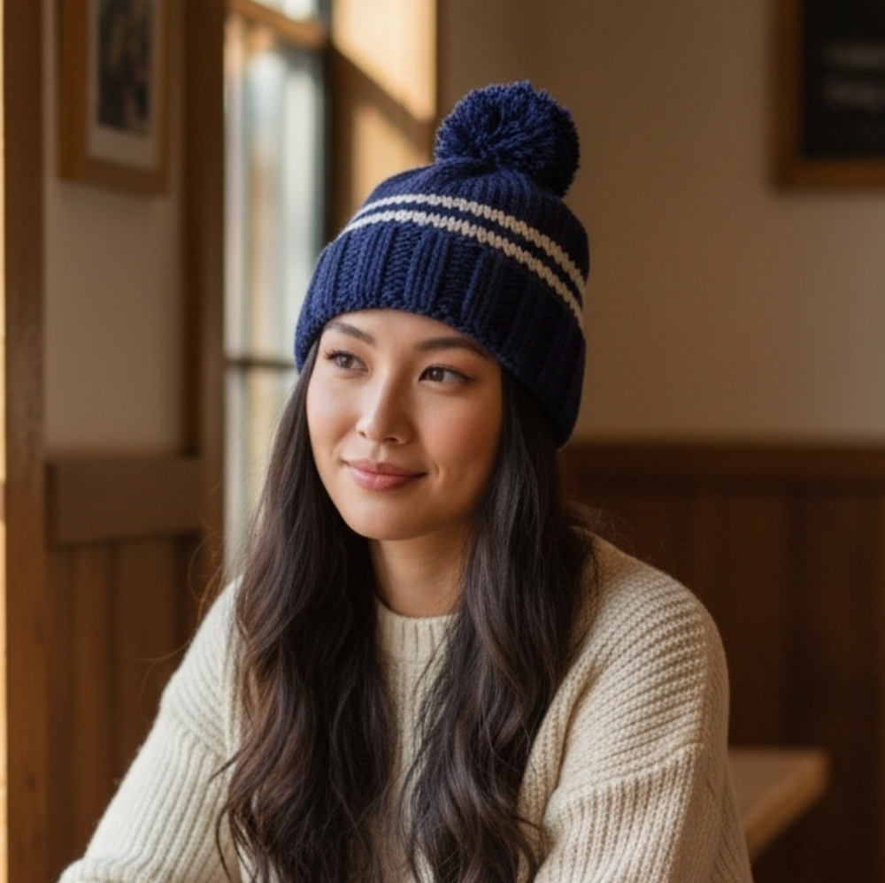 3/$15 SALE! Handmade Knit Hat With Pompom